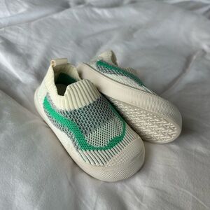 Cozy Knit Slip-On Baby Shoes - Cream and Green